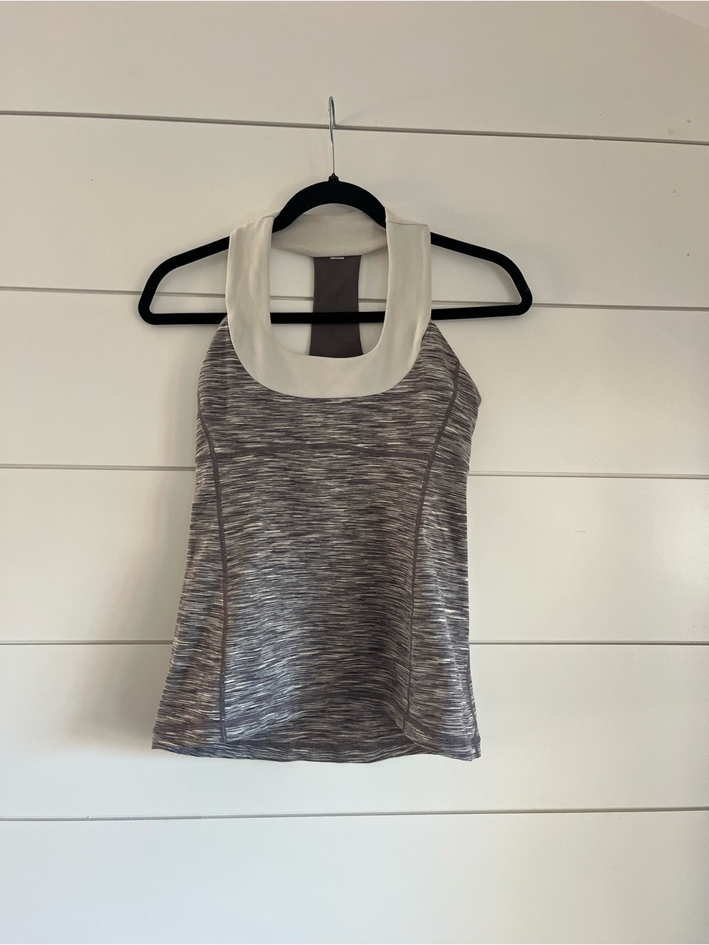 Y2K Lululemon Women’s Grey Space-Dye Tank with White Trim Size 6